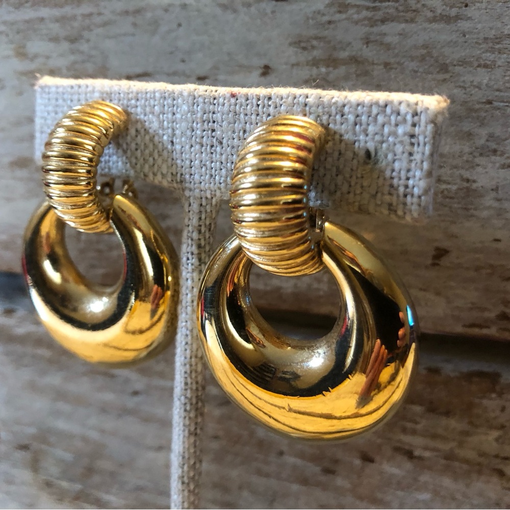 Vintage Givenchy Door Knocker Earrings Clip Ons